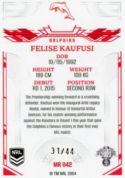 2023 NRL Traders Elite - Mojo Ruby #MR042 Felise Kaufusi Back